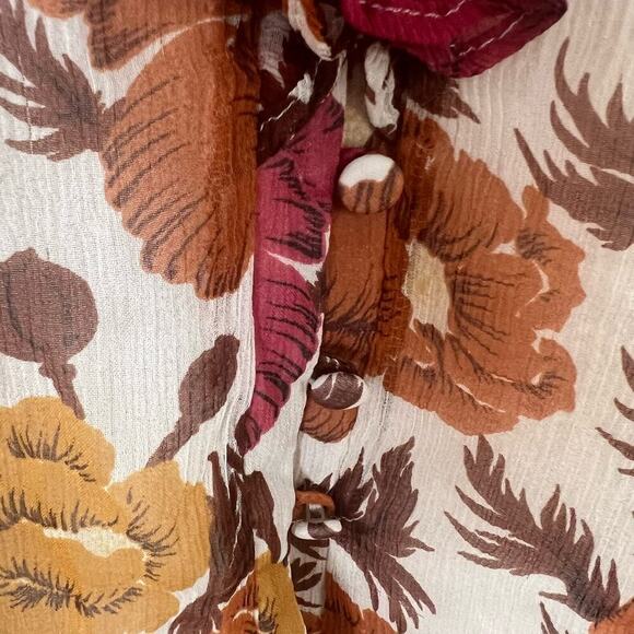Massimo Dutti (Zara) SZ 8 100% Silk Floral Peasant Blouse Cottagecore Fairy - Picture 3 of 10